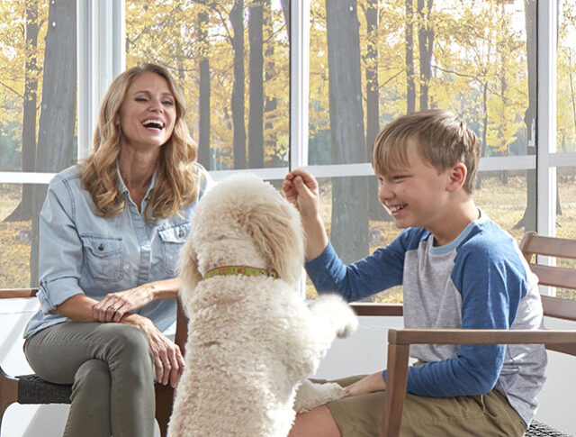 Family and dog