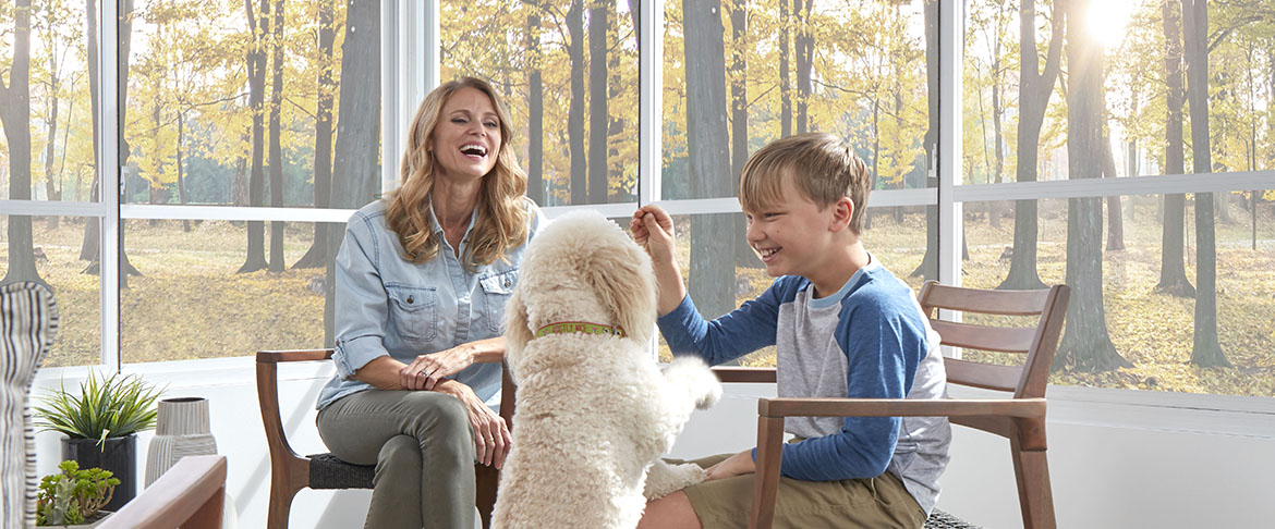 Family and dog