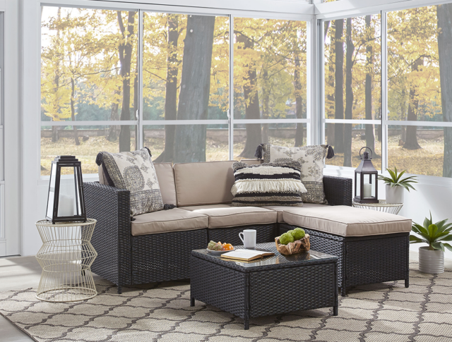 Three-season sunroom with striking decor.